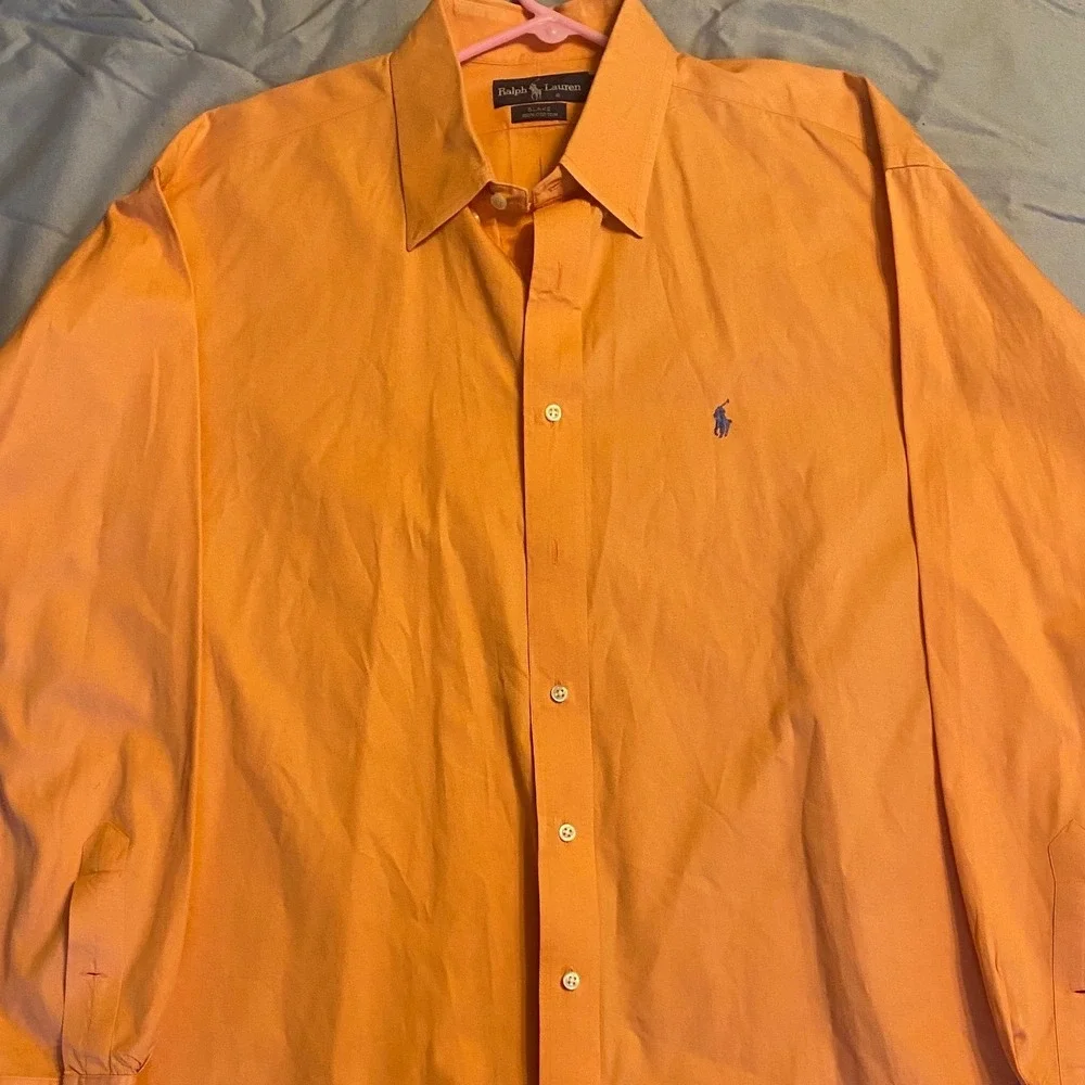 Ralph Lauren Blake Button Down Shirt Mens XL Orange Good Cotton Long Sleeve Pony